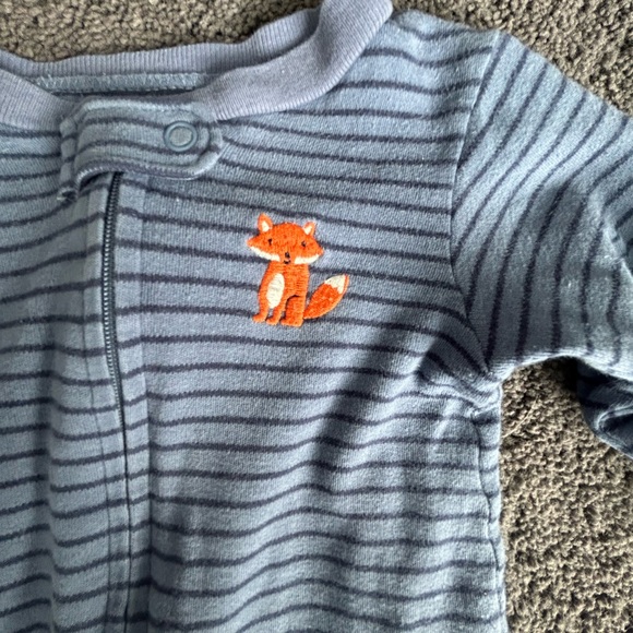 Carter's Blue and Gray Striped Footie with Fox Accent - Picture 3 of 4